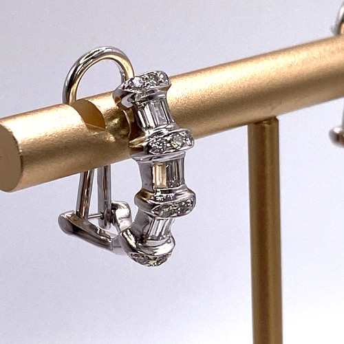 18k gold diamond hoop - gold,