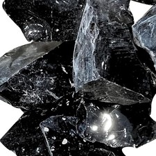 Raw black obsidian crystal - black,