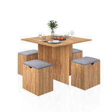 Mondeer Wooden Dining Table and Chairs Set with Storage Cushion Space Saving
