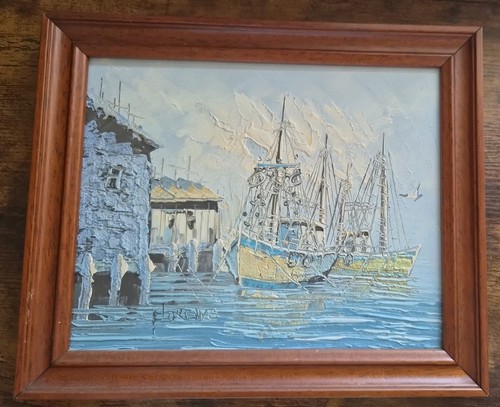 Original oil painting fishing - painting,