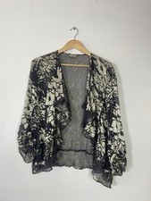 Chesca Grey Brown Devore Open Chiffon Waterfall Cardigan Top - Sz 22-24