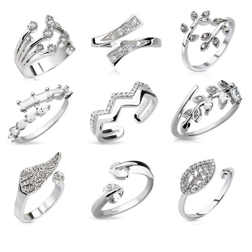 Adjustable ring gem open - adjustable, cz