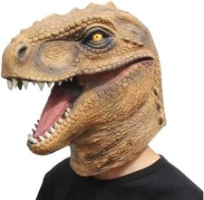 Dinosaur T-Rex Raptor Full Head Latex Mask Dino Fancy Dress Jurassic Themed