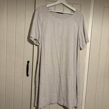 M&S Linen Dress. 55% Linen. Pale Grey. Size 18.