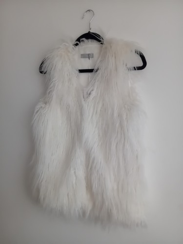 Ladies white faux fur gilet - ladies,