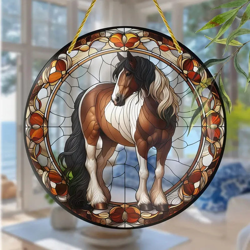 Gypsy horse brown white mane - white,
