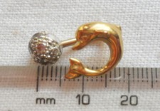 9ct Yellow Gold Dolphin Belly Bar with Glitter Ball ~ 3.0g ~ Full UK Hallmark