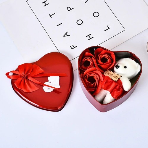 Valentine rose bear soap - rose,