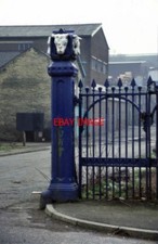 PHOTO  1996 DECORATIVE CAST IRON GATE POSTS - BRADFORD THESE CATTLE-HEADED POSTS