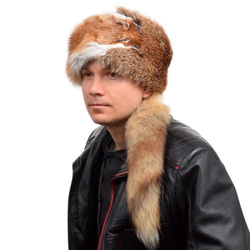 Genuine men red fox fur - red,