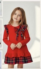 Girls Red Tartan Bow Spanish Christmas Dress 2-12 Years BNWT 12 Years