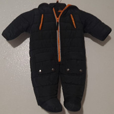 WEATHERPROOF Snow Suit Size 3-6 Months Infants Pram Suit With Hood Black/Orange