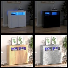 Sideboard Cupboard 2 Door Highboard Storage Buffet Cabinet with RGB LED Lights