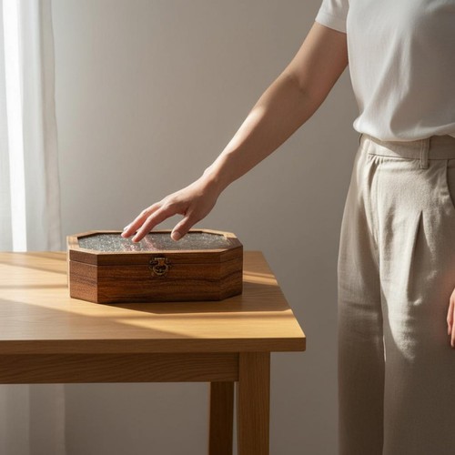 Glass top wooden - top, box