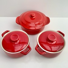 Three Individual Casserole Stew & Soup Ceramic Oven Dishes Bowls With Lids