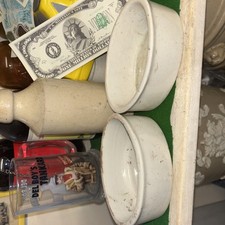 Pair Victorian meat paste pots