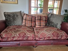 Tetrad Eastwood Grande kilim style cushions leather and fabric sofa