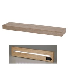Wall Shelf with Built-in LED Light | Modern Light Wood Floating LED Shelf - 60cm