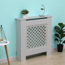 Kensington Small Modern Radiator Cover Cross Pattern MDF Wood Grey inc Warranty