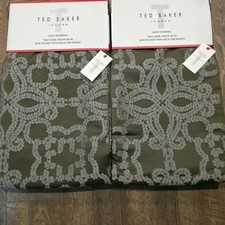 Ted Baker of London Set of 2 Curtains 50x96 Scroll Damask Loden Green New