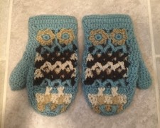 Knitted Wool Owl Mittens