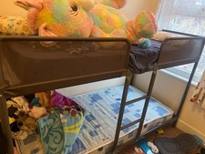 IKEA TUFFING Bunk Bed Frame Dark Grey Metal 90x200cm – Space Saving Kids Bed