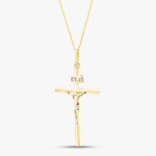 9ct yellow gold large crucifix - 9ct,