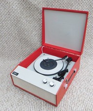SUPERB RED TELLUX VINTAGE RECORD PLAYER - FULLY SERVICED & WORKING