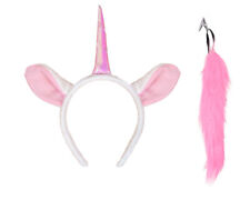 Unicorn Ears and Tail Set Instant Fancy Dress Pink Headband Mythical Fantasy 