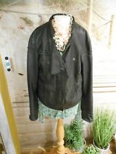 Kate Moss Black Leather Weave Blanket Stitch Biker Jacket Size 8 super soft 