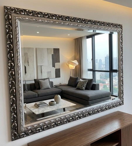 Silver decorative mirror - silver,