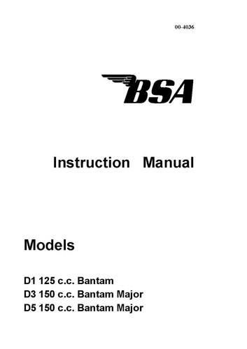 Bsa owners instruction - bsa, manual