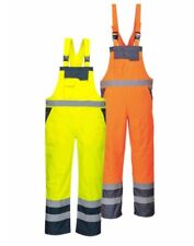 MEN'S HI VIZ BRACE LINED WATERPROOF DUNGAREES WORKWEAR SAFETY OVERALL JUMPSUIT