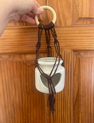 Brown cotton macramé plant - brown,
