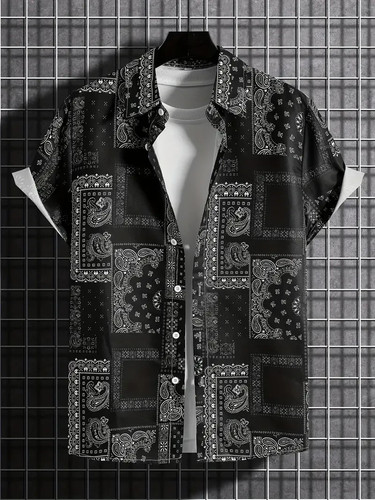 Men black paisley short - black,