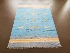 Fine Vintage Traditional Hand Made Oriental Wool Orange Zinc Kilim 223x164cm