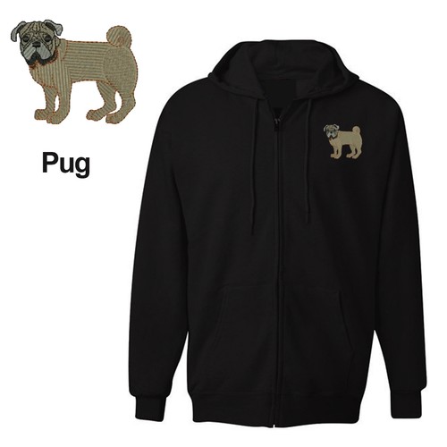 Pug dog zipper - dog, hoodie