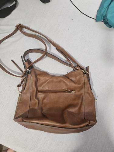 Women leather handbag brown - leather,