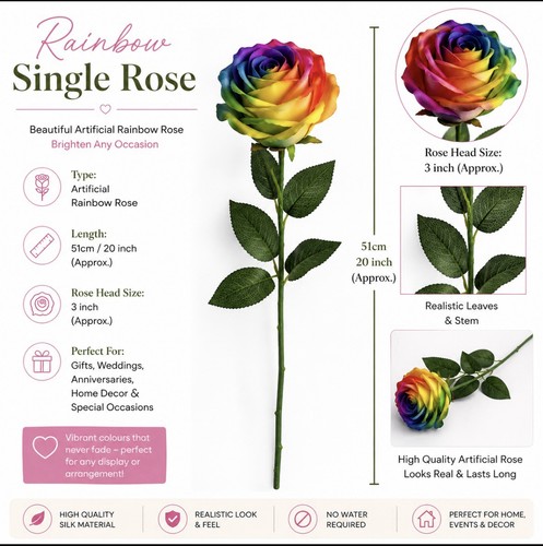 Artificial rainbow single stem - rainbow,