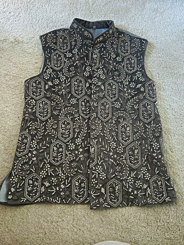 Silk satin grey beaded - silk,