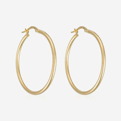 9ct gold hoop earrings round - 9ct,