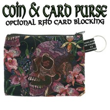 Skull Crossbone Rose Coin/Card Purse Cash Money RFID Protection Stocking Filler