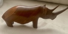 Vintage Wood Rhino Figurine