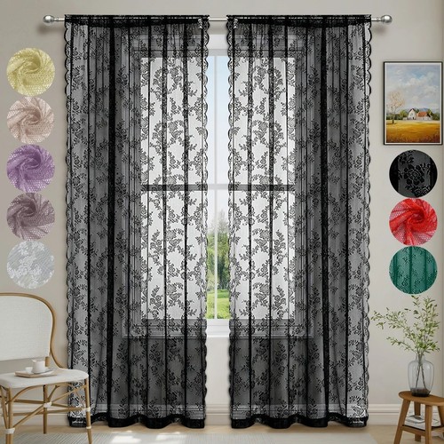 Lace sheer curtain panel - 1, pc