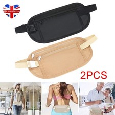 2x Money Belt Travel Hidden Secret Discreet Bum Bag Waist Wallet Pouch Unisex UK