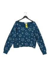 Wildfox Women's Jumper L Blue Graphic Cotton with Polyester Round Neck Pullover