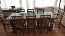 dining table and 8 chairs,  Solid Oak, 6 x chairs plus 2 carvers