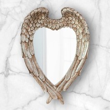 Silver Angel Wings Mirror Large Distressed Ornate Heart Wall Mirror Decor