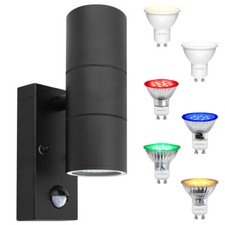 6W Coloured LED Black PIR Twin