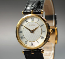 [Near MINT] Vintage Gucci 2040M White Dial Roman Numerals Gold Quartz Mens Watch